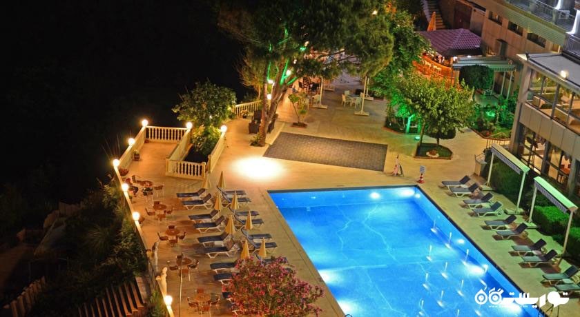 دورنمای استخر روباز در شب